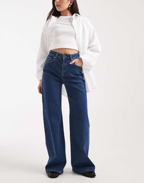Cotton On - Jeans curvy a fondo ampio elasticizzati blu gemelli - view 1