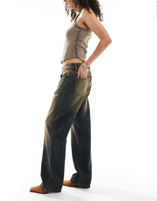 Cotton On - Jeans dritti a vita bassa color blu miele, 3 di 5