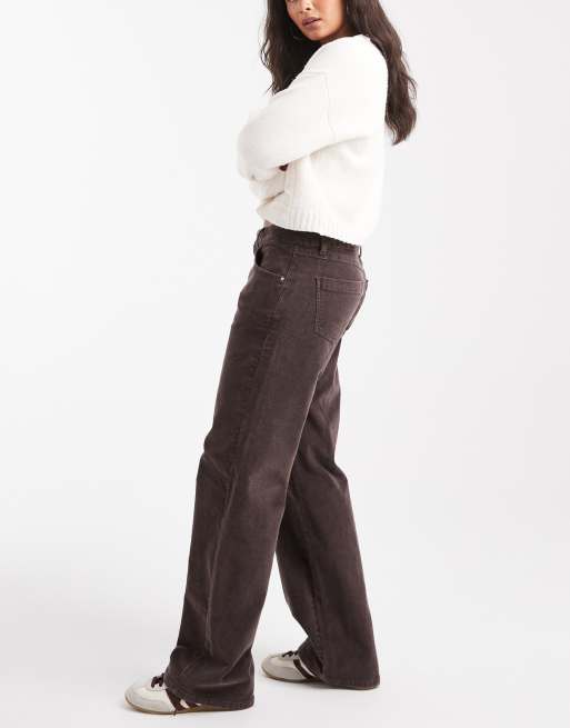 Cotton On - Jeans dritti a vita bassa in tessuto a coste marroni, 2 di 5