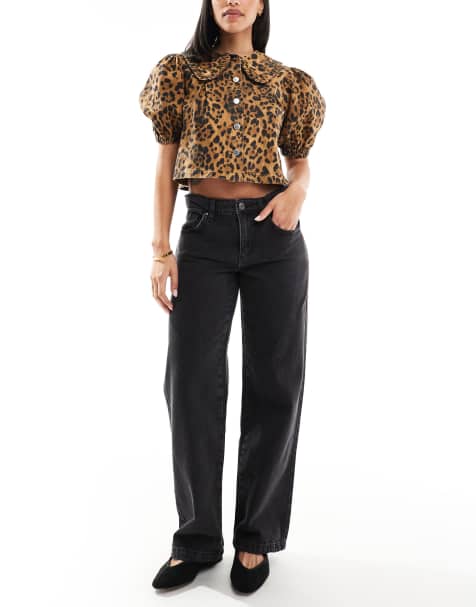 Cotton On - Jeans met lage taille en rechte pijpen in grafiet zwart - view 1