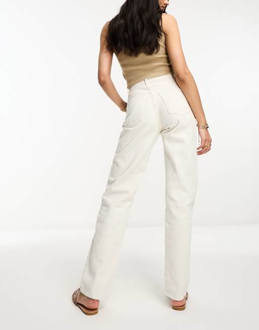 Cotton On - Jeans met lange rechte pijpen en halfhoge taille in wit denim , 3 van 4