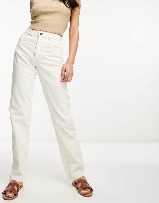 Cotton On - Jeans met lange rechte pijpen en halfhoge taille in wit denim , 4 van 4