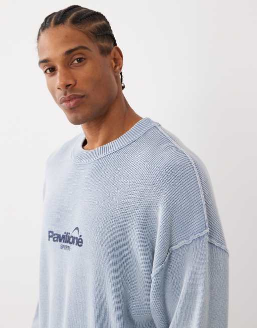 Cotton On - Jersey azul lavado con estampado gráfico y cuello redondo, 4 de 5