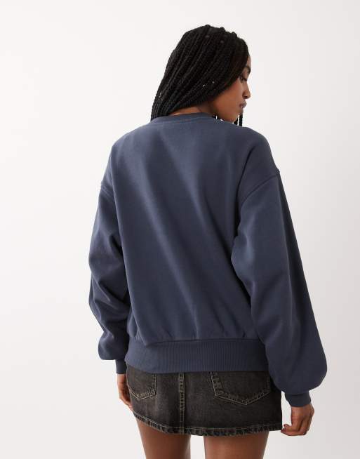 Cotton On - jersey de cuello redondo boxy en azul marino oscuro, 4 de 4