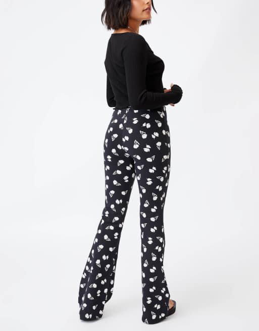 Cotton On jersey flared trousers in black tulip , 2 of 4