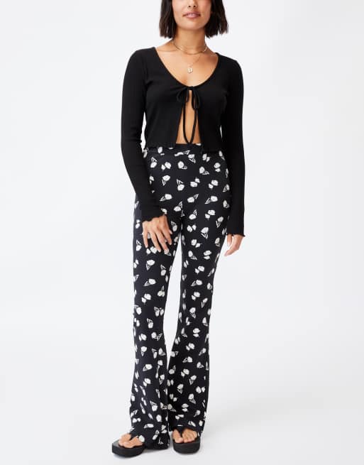 Cotton On jersey flared trousers in black tulip , 4 of 4