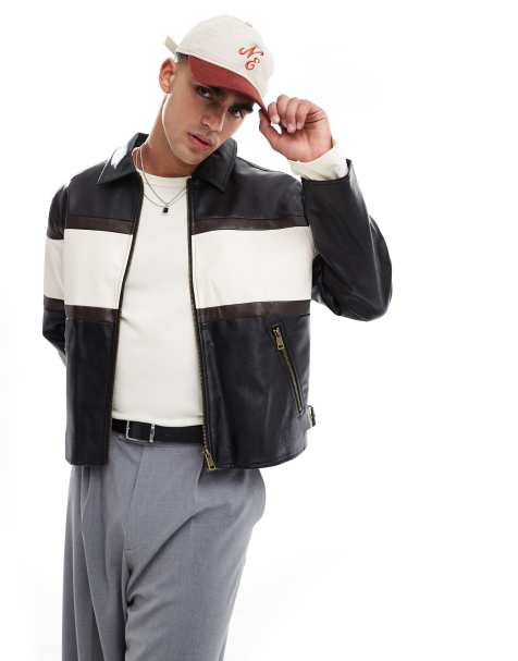 Cotton On - Joey - Veste en similicuir - Noir/blanc - view 1