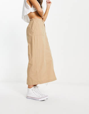 Cotton Canvas Fabric Skirt in Sand