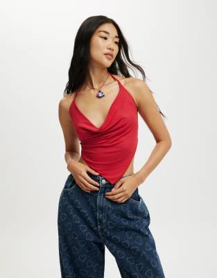Cotton On Jordie cowl neck halter in red