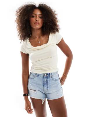 Cotton On Jordie cowl neck short sleeve top in yellow