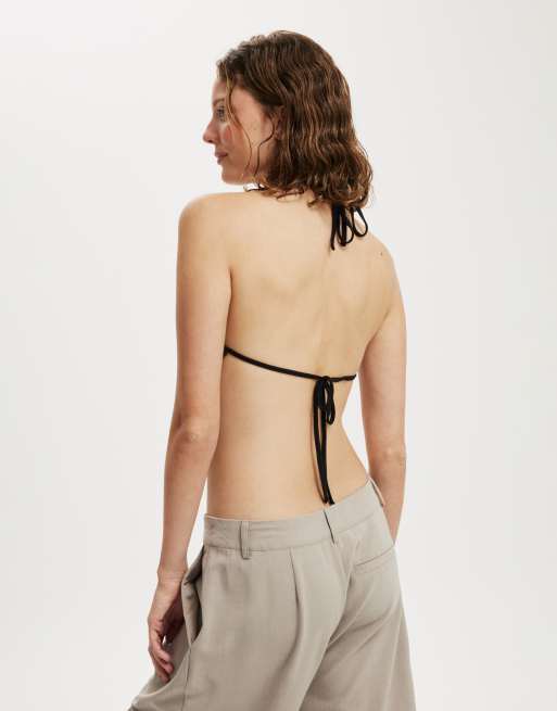 Cotton On jordie slinky cowl neck halter top in black, 2 of 3