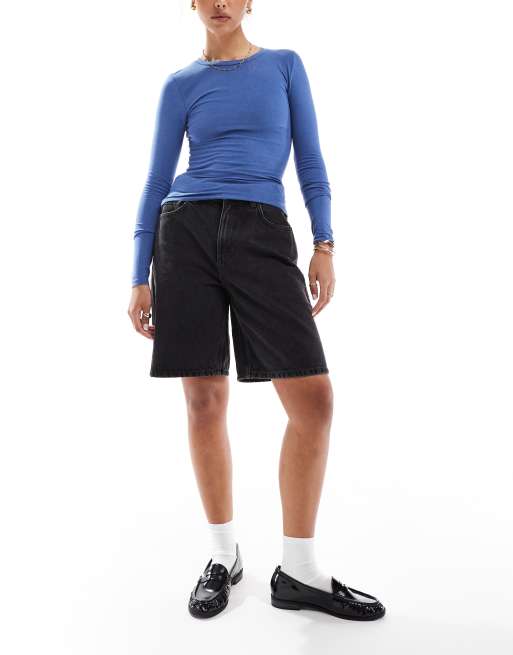 Cotton On - Jorts di jeans taglio super ampio nero grafite