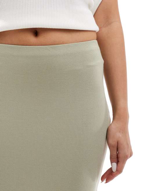 Cotton On - Jupe côtelée basique et mi-longue - Sauge, 4 de 5