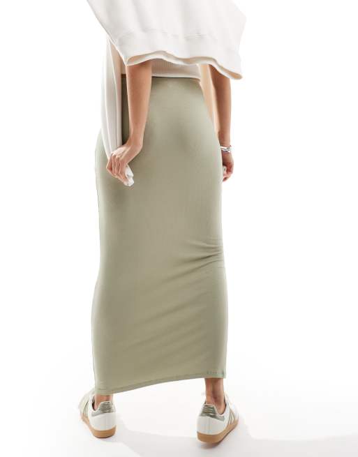Cotton On - Jupe côtelée basique et mi-longue - Sauge, 5 de 5
