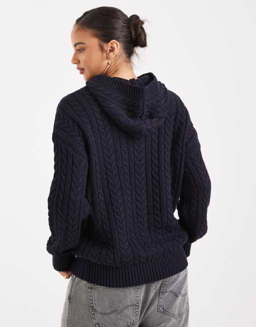 Cotton On - Kabelgebreide trui in 'oxford' blauw, 2 van 4