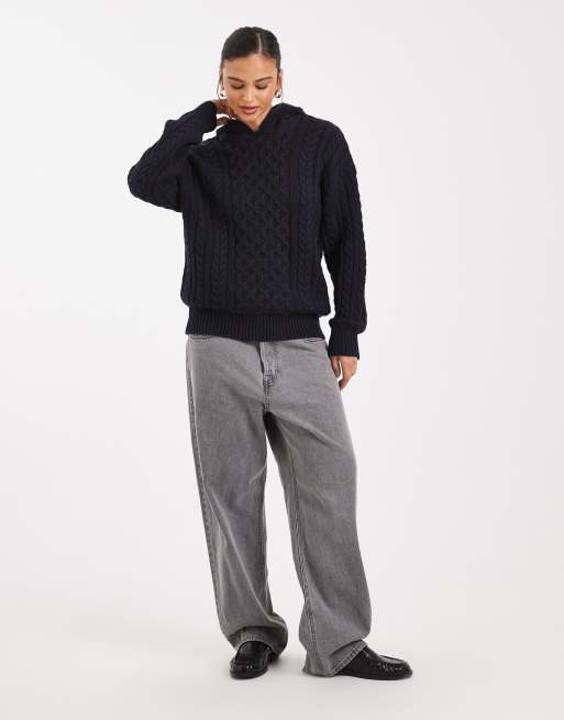 Cotton On - Kabelgebreide trui in 'oxford' blauw, 4 van 4