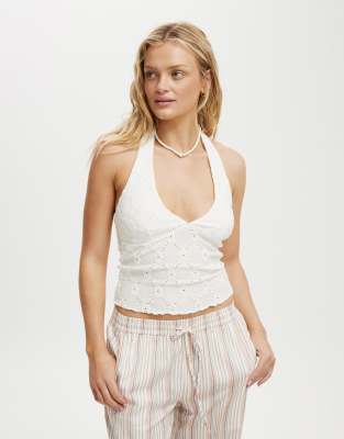 Cotton On Kaia textured halter in white - view 1
