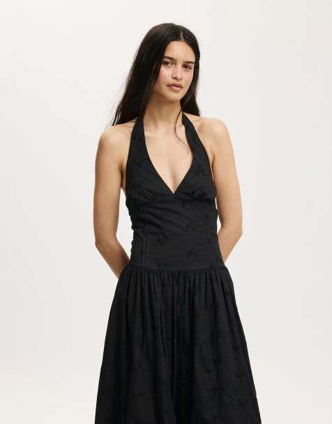 Cotton On Kaity halter midi dress in black - view 1