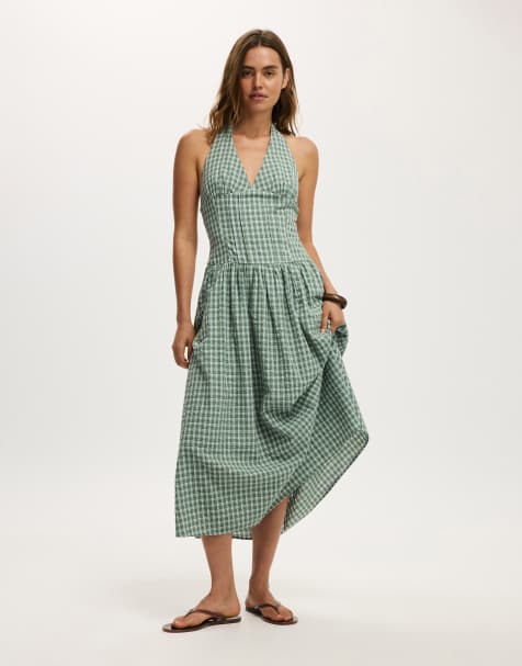 Cotton On Kaity halter midi dress in green - view 1