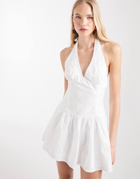 Cotton On Kaity halter mini dress in white - view 1