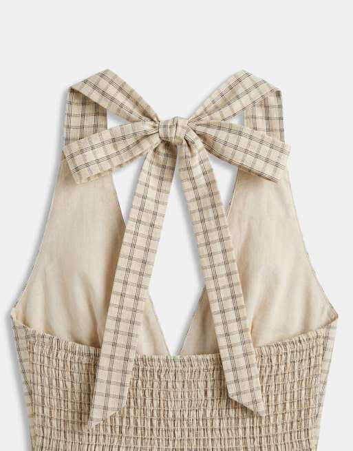 Cotton On - Kaity - Vestido corto beis a cuadros con cuello halter, 7 de 7