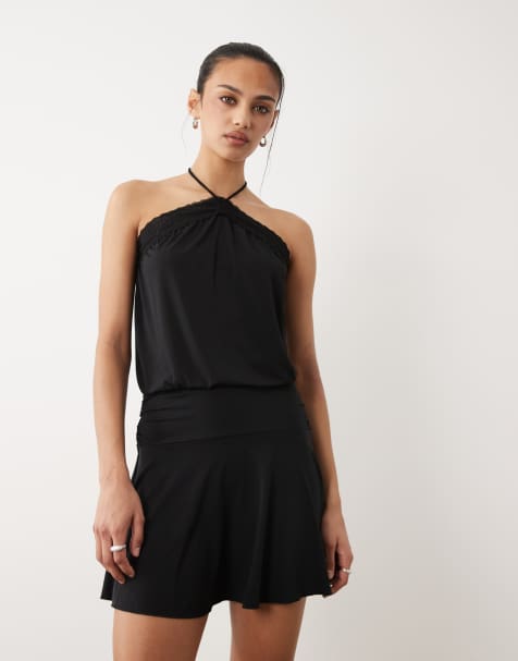 Cotton On - Kaity - Vestito corto allacciato al collo nero - view 1