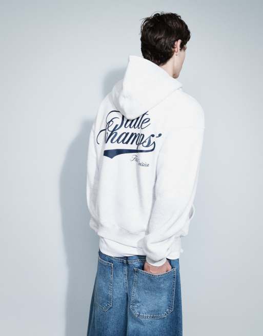 Cotton On – Kastiger Kapuzenpullover in meliertem Grau mit Print , 3 von 9