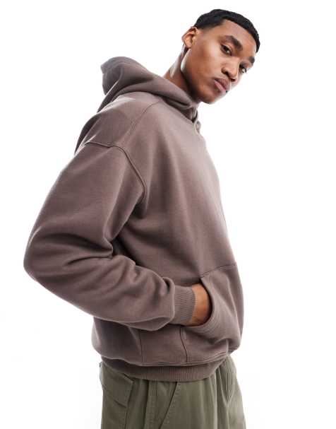 Cotton On – Kastiger Kapuzenpullover in verwaschenem Schokobraun - view 1