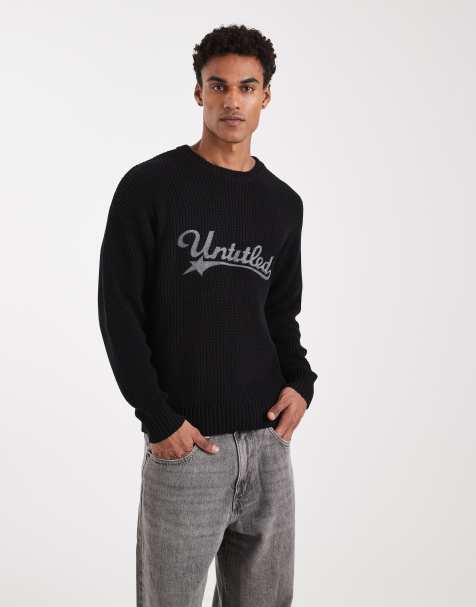 Cotton On – Kastiger Strickpullover in Schwarz mit Rundhalsausschnitt - view 1