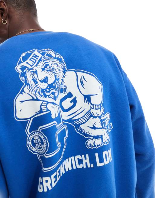 Cotton On – Kastiges Sweatshirt in Blau mit Rundhalsausschnitt und Tiger-Print, 3 von 4