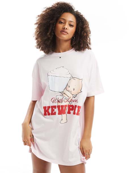 Cotton On kewpie cupcake 90s T-shirt nightie in pink - view 1