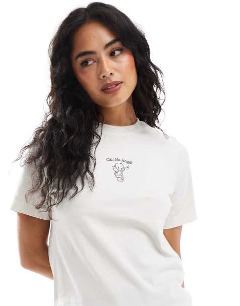 Cotton On - Klassiek T-shirt met print in wit - view 1