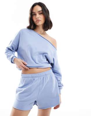 Cotton On - Klassische Fleece-Shorts in Dämmerblau, Kombiteil