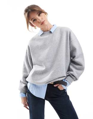 Cotton On - Klassisches Sweatshirt in Grau meliert mit Rundhalsausschnitt