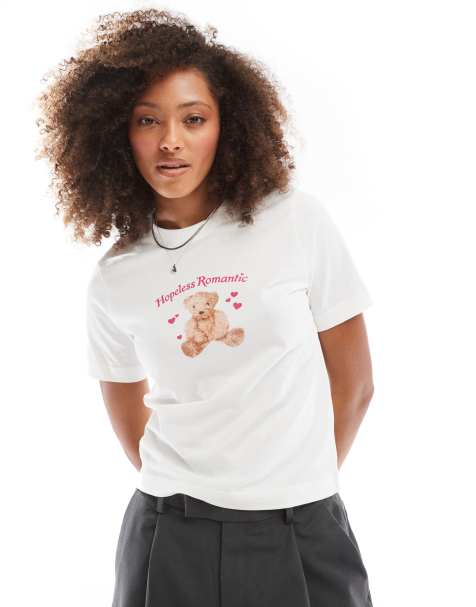 Cotton On – Klassisches T-Shirt in Weiß mit Bärengrafik - view 1