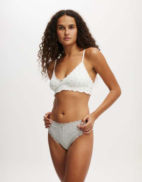 Cotton On – Knapper Slip aus Pointelle in meliertem Grau - view 1