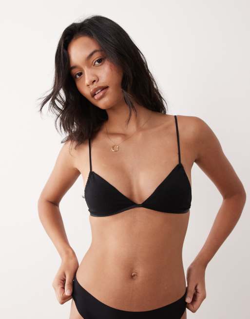 Cotton On – Knappes Triangel-Bustier aus Baumwolle in Schwarz, 3 von 4