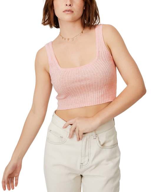 Cotton On knit crop top in pink (part of a set) 