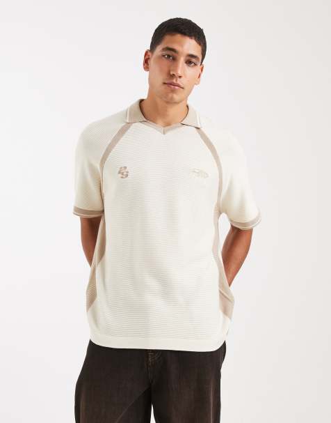 Cotton On knit sports polo top in off-white - view 1