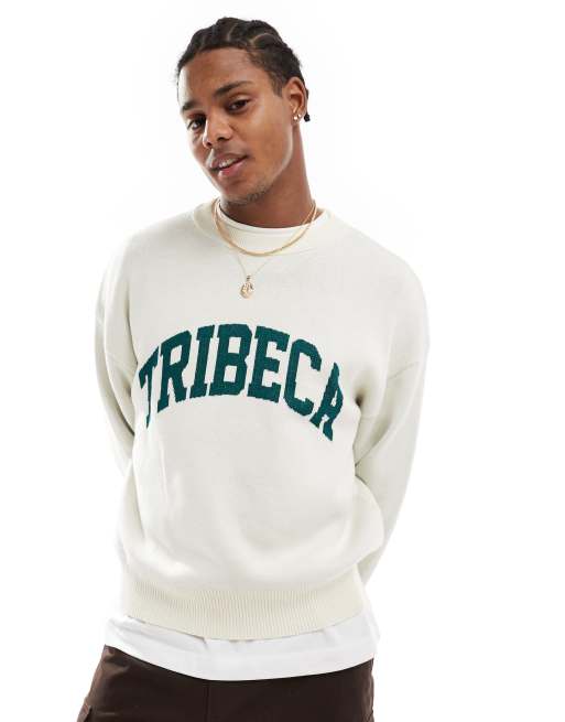 Cotton On knit sweater in cream with Tribeca graphic | ASOS