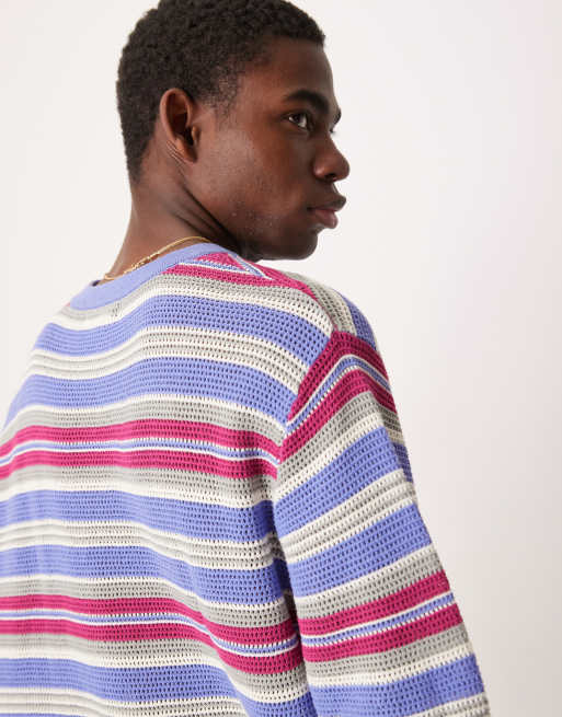 Cotton On Knit tee in purple summer stripe 