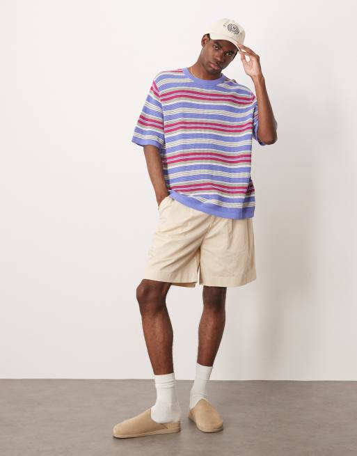Cotton On Knit tee in purple summer stripe 
