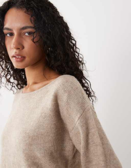 Cotton On knit tunic long sleeve off shoulder dress in coconut , 4 of 4