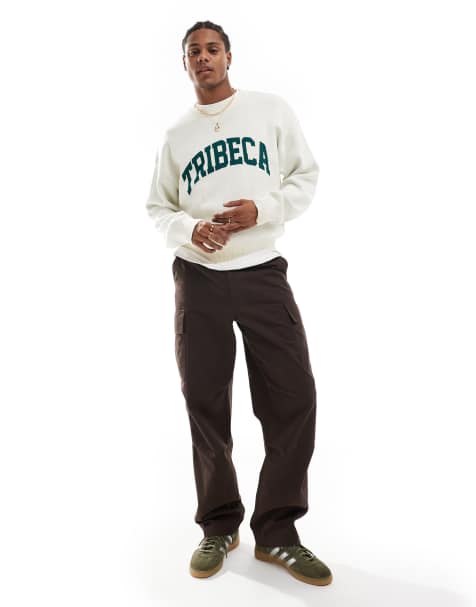 Cotton On knitted jumper in cream with Tribeca graphic - view 1