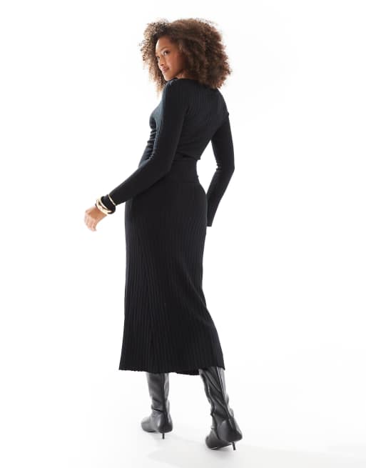 Cotton On knitted maxi dress in black