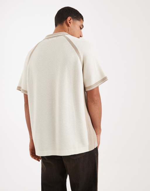 Cotton On knitted sports polo top in off white, 3 of 5