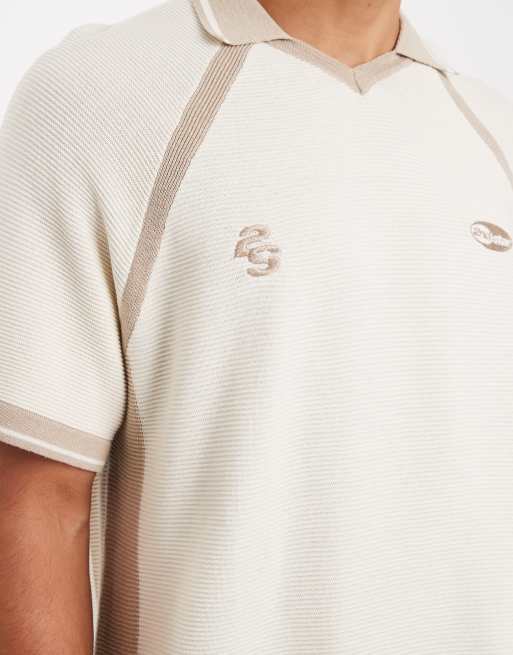 Cotton On knitted sports polo top in off white, 5 of 5
