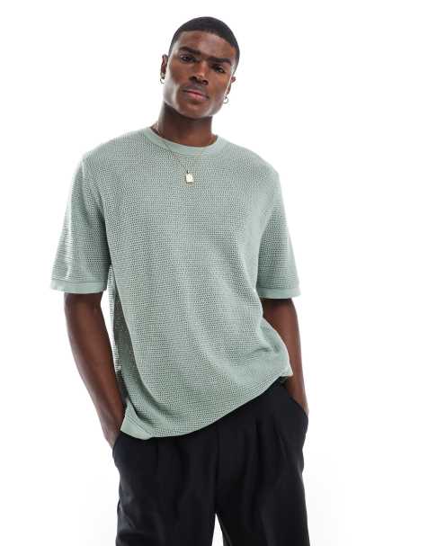Cotton On knitted t-shirt in seafoam - view 1