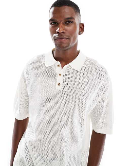 Cotton On – Koszulka polo z cienkiej dzianiny w kolorze złamanej bieli