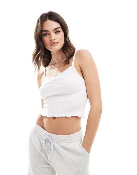 Cotton On pointelle cami vest crop top in white